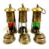 Set of 3 Antique Brass Minor Lamp Vintage Nautical