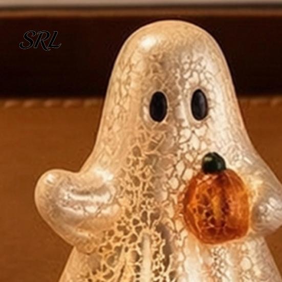 Unique Birthday Gifts for Friends Light-Up Cute Ghost Resin Figurine, Glowing Desktop Ornament, Warm Spooky Home Accents Light Halloween Statue