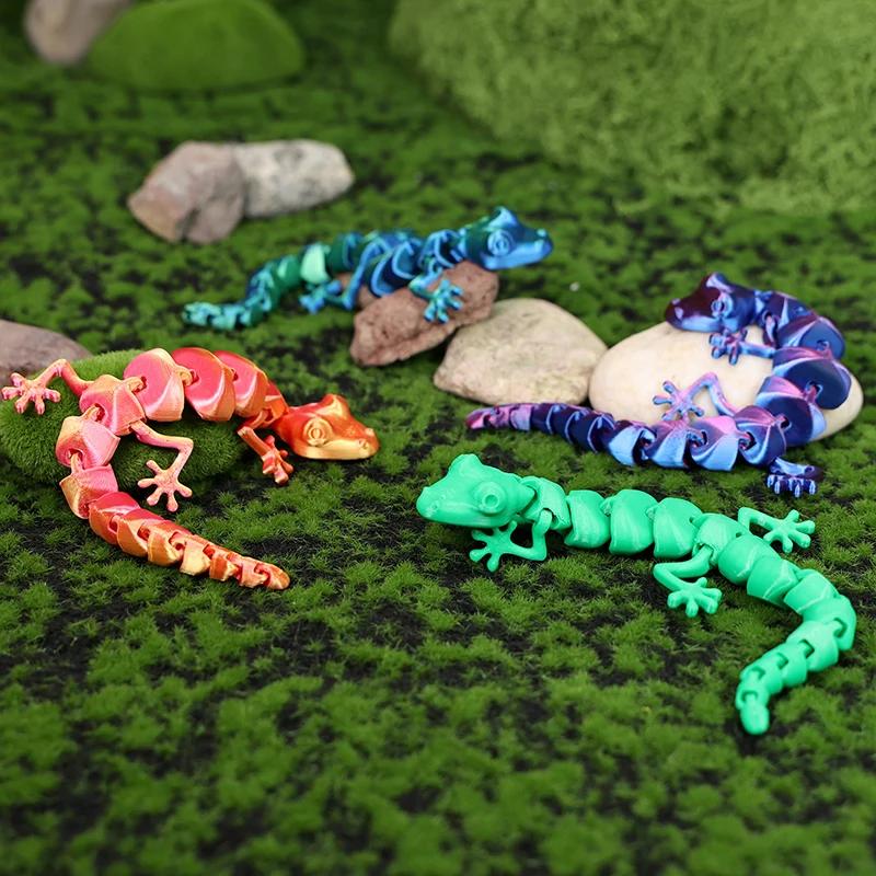 10 шт. Оптовая продажа 3D-печатные игрушки-украшения Декорация Ящерица Геккон Сочлененная Подвижная Статуэтка Украшение Домашний Декор