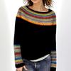 2026 Women's Elegant Color Block Long Sleeve Sweater