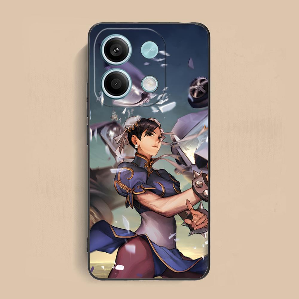 Street Fighter Chunli Phone Case for Xiaomi Redmi Note 14 13 12 11 10 9 S A Pro Plus Lite 5G Black Pretty Luxury Cover