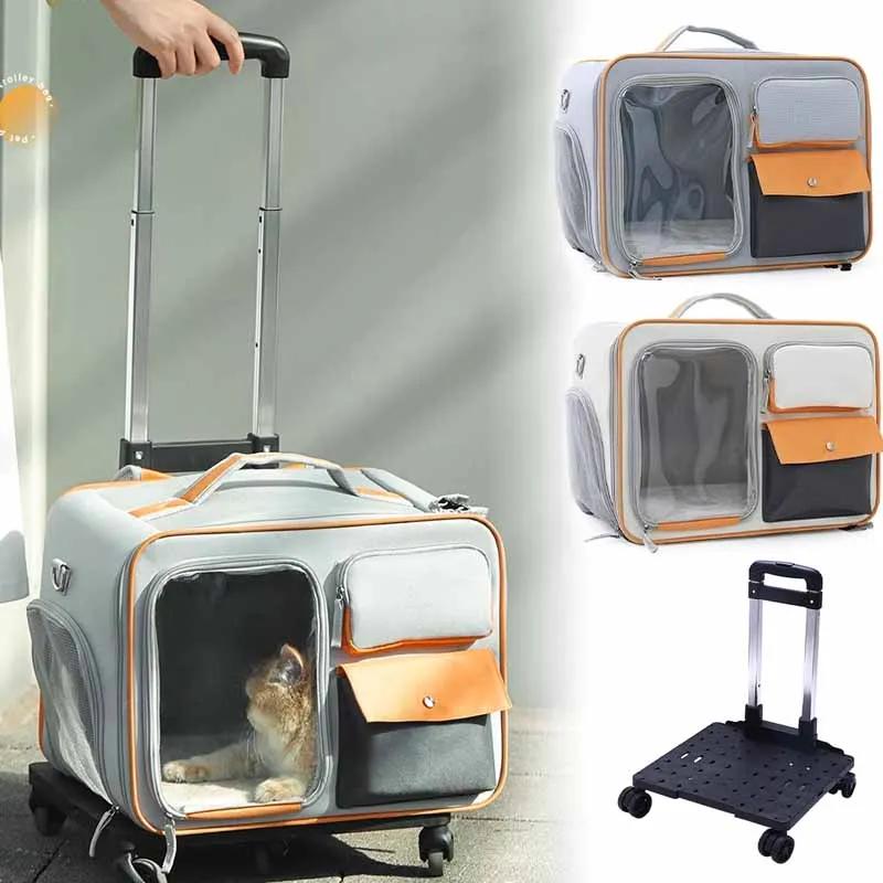 Рюкзак для домашних животных Портативная коляска для домашних животных Чехлы на колесах Чемоданы Рюкзак для маленьких собак и кошек Anti Cat Stress Sense Of Safety Pets Bags