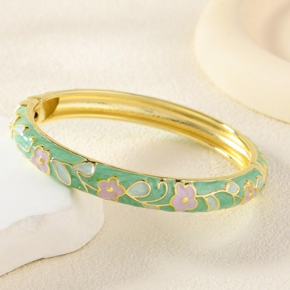 Zinc Zinc Zinc Alloy Enamel Bracelet Floral Motifs Flower Texture Bracelet Dropped Glaze Bracelet African