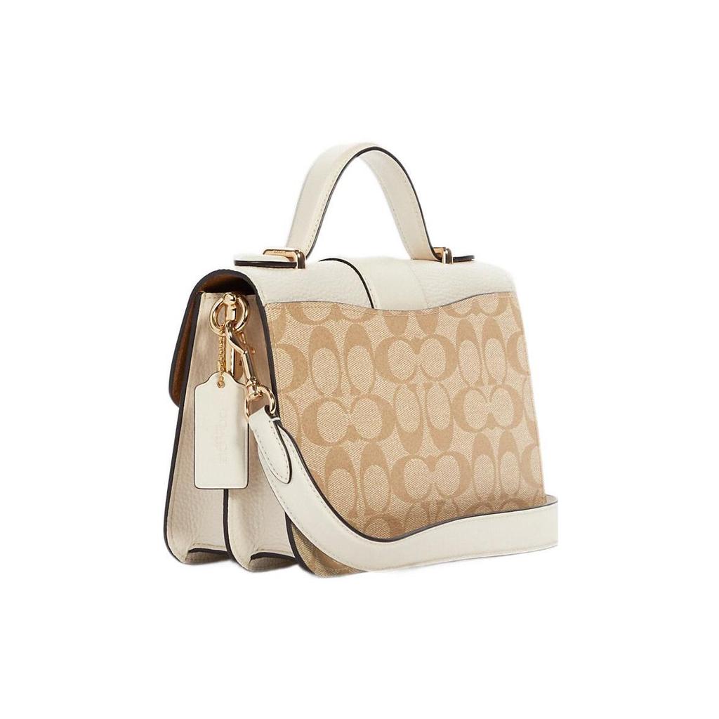Coach Georgie 22 Classic Horse And Carriage Logo Lock Print Pebble Texture Canvas And Leather Tote Bag Small Women Handbags 6504-IMDQC