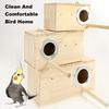 Parakeet Nesting Box Wooden Bird Nest Breeding Box with Perch Bird Cage House for Lovebirds Cockatiel Budgie Finch Parrot