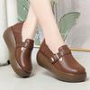 Spring Autumn New Fashion Casual Popular High Soft Bottom Leather Women's Round Toe Wedge Thick Sole Anti-slip Single Shoes