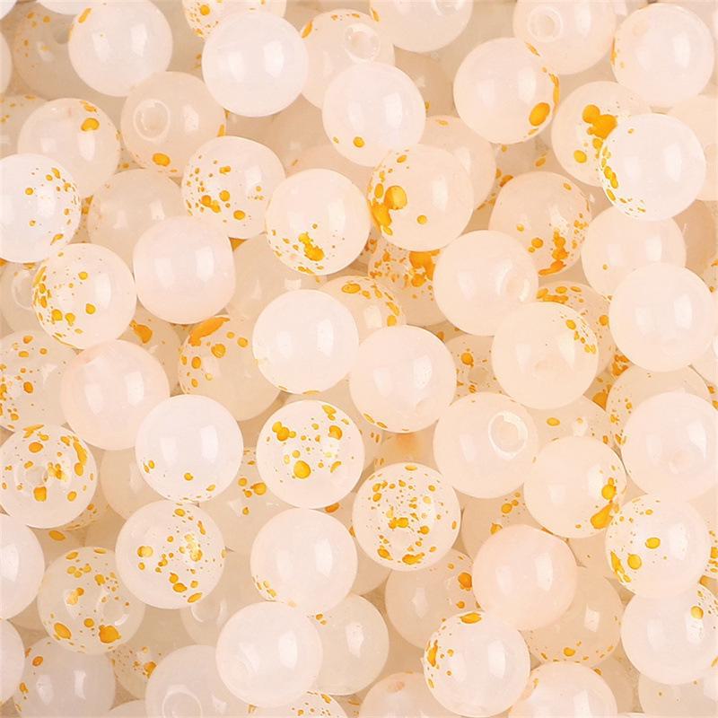 Комплект браслетов из бисера Summer Jelly Gold Glitter: Двойные стеклянные круглые бусины и полусахарные пузырчатые бусины