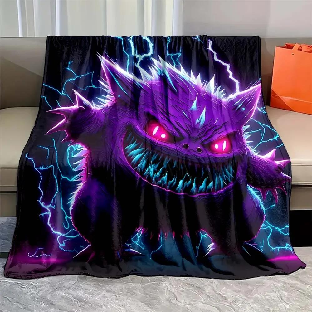 Japanese Anime Gengar Cartoon Flannel Blanket Figures Home Sofa Lunch Break Blanket Children Student Christmas Kids Gift
