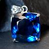 Blue Topaz Pendant Square Cushion 925 Sterling Silver Natural 124 Ct CERTIFIED my-481-sa