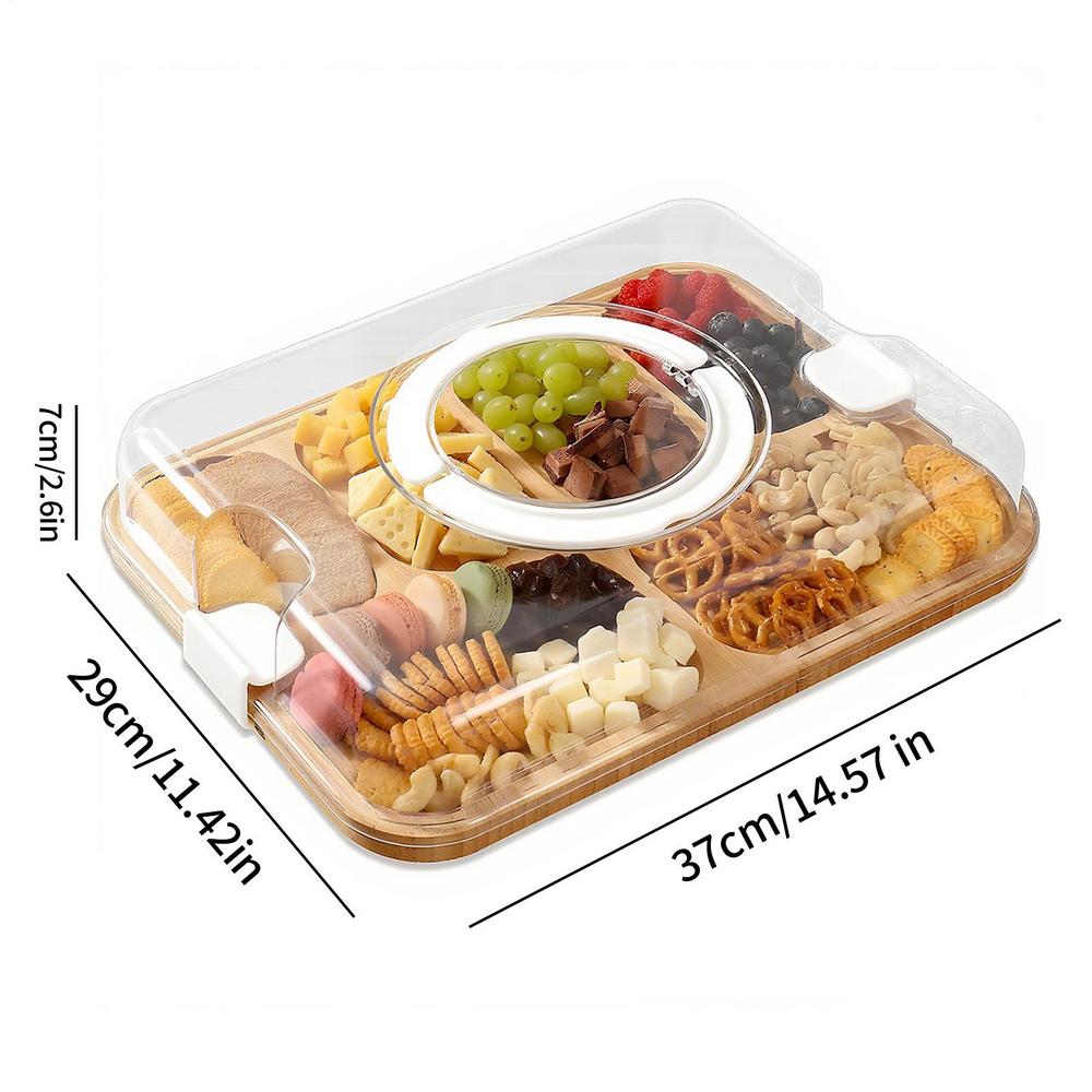 Деревянная сырная доска, поднос для закусок, коробка для пикника, сырная тарелка с сеткой, фруктовая бенто-коробка, подходит для путешествий на открытом воздухе, кемпинга, отпуска