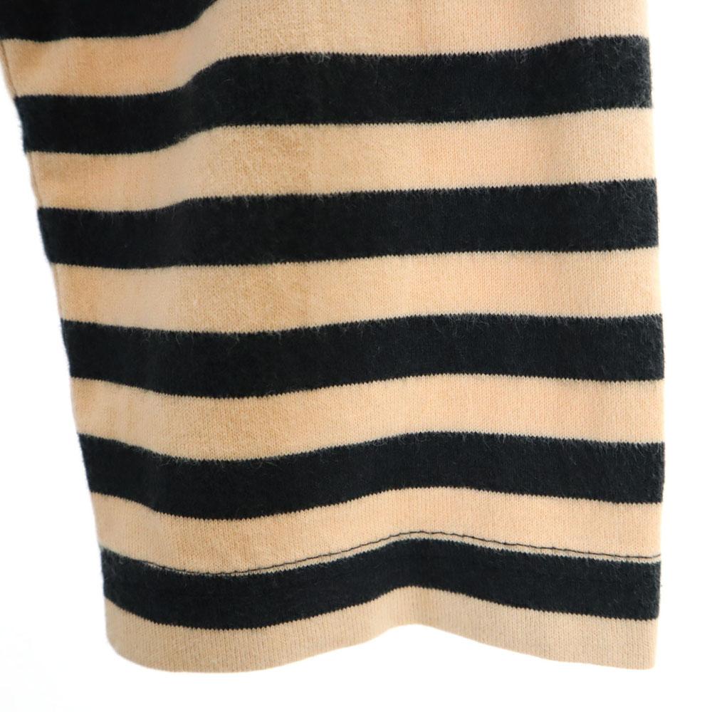 Marimekko Border Pattern 7 Minutes Sleeve Boat Neck T-shirt XS Beige Women Used