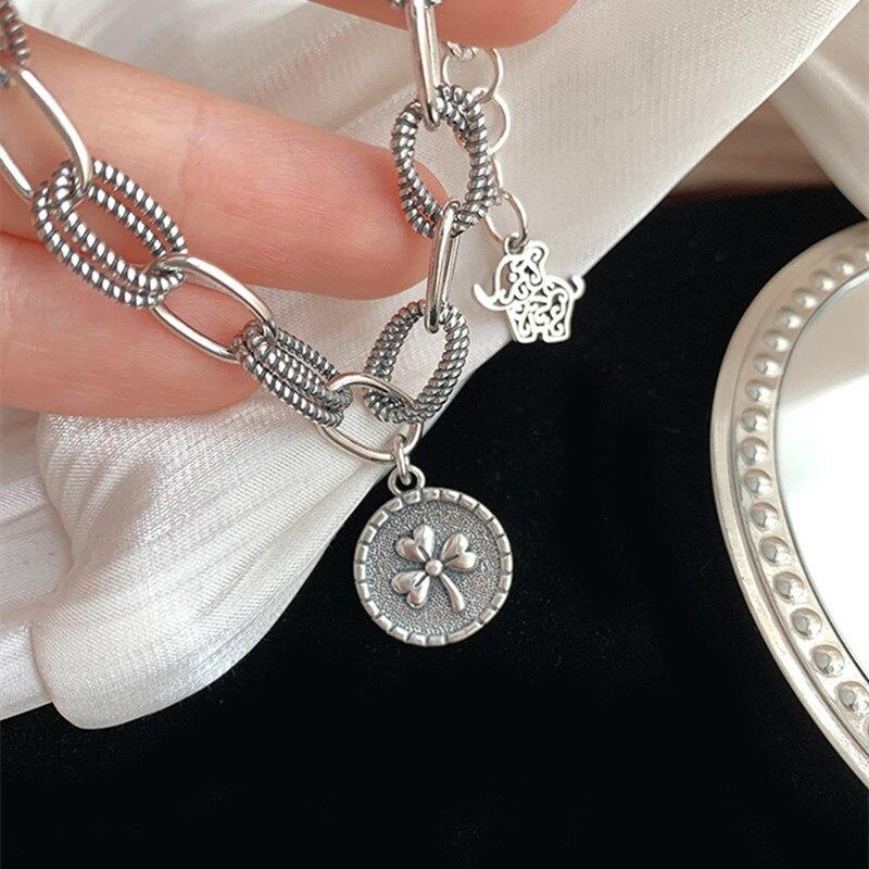Браслет из стерлингового серебра Женские украшения Мода Девушка Личность Подарок на день рождения Шарм-открытие Регулировка