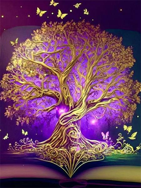 5D Diy Алмазная картина Фэнтези Дерево Вышивка Мозаика Книга Пейзаж Квадрат Круглый Домашний Декор