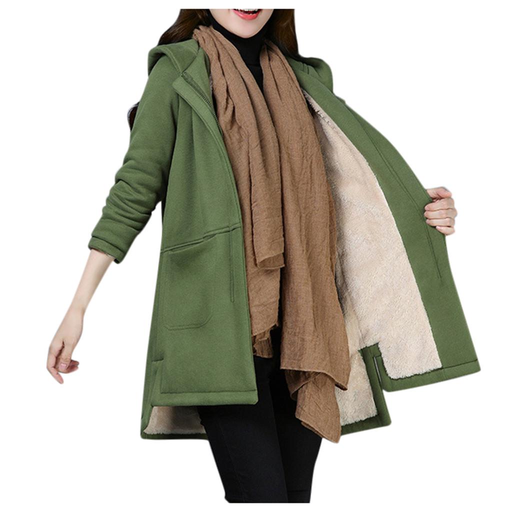 Womens Lapel Cashmere Wool Blend Trench Long Coat Hooded Outwear Oversize Jacket