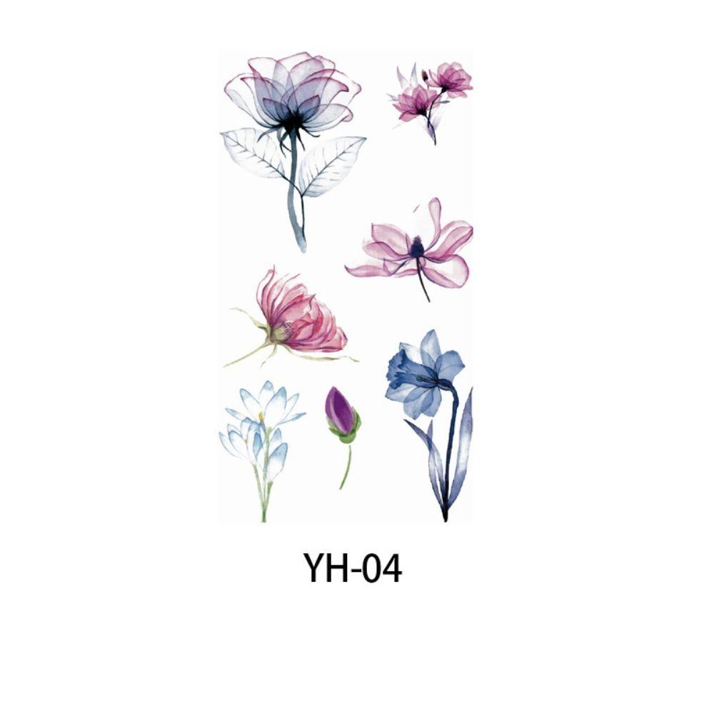 Disposable Watercolor Cherry Blossom Tattoo Sticker Waterproof Small Fresh Temporary Tattoo Sticker Anti Sweat Coloured Drawing