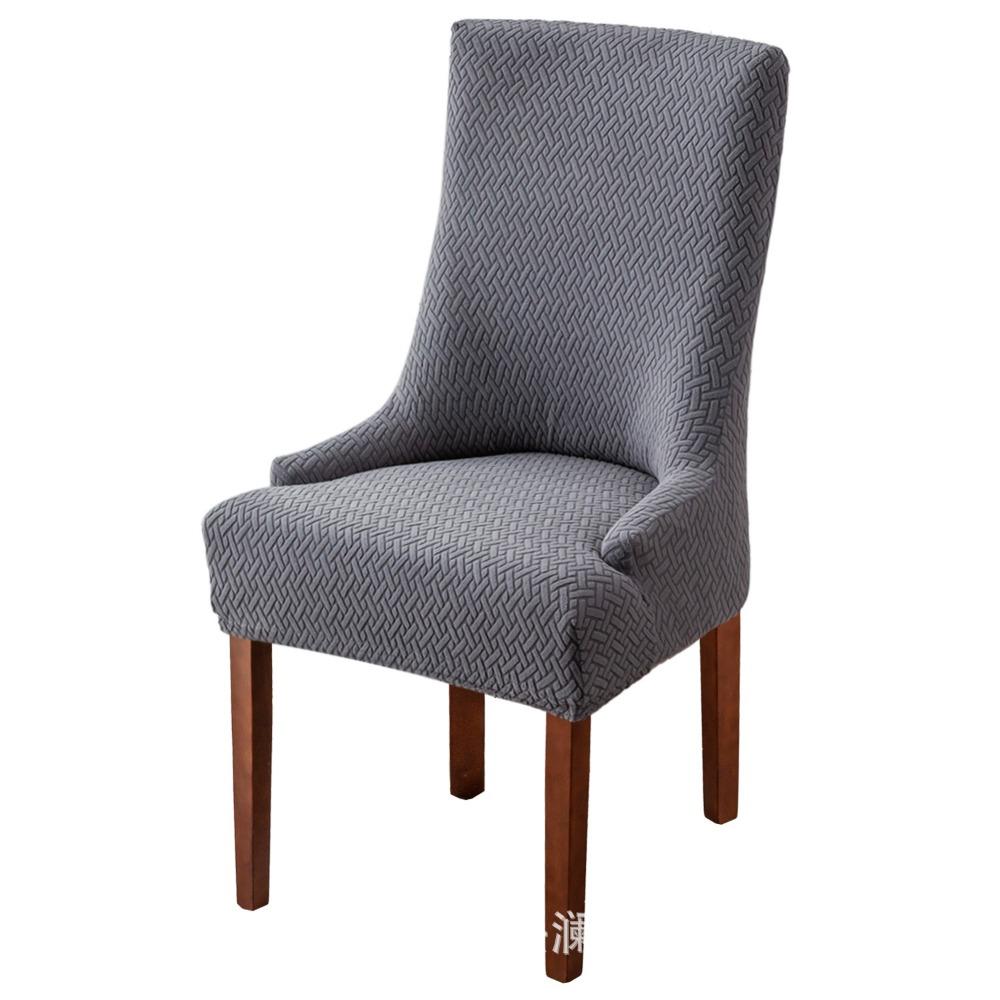 Растягивающиеся чехлы на сиденья стульев, длинные клетчатые жаккардовые чехлы на кресла, однотонные эластичные чехлы на обеденные стулья