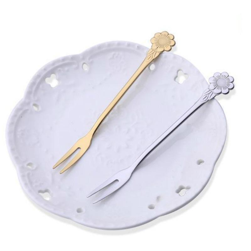 Kitchen Small Tools Creative Flowers Stainless Steel Fruit Fork Flower Handle New Fruit Forks Bento Items