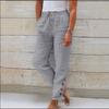 2024 Cross-Border Women's Autumn Cotton Linen Button Trousers