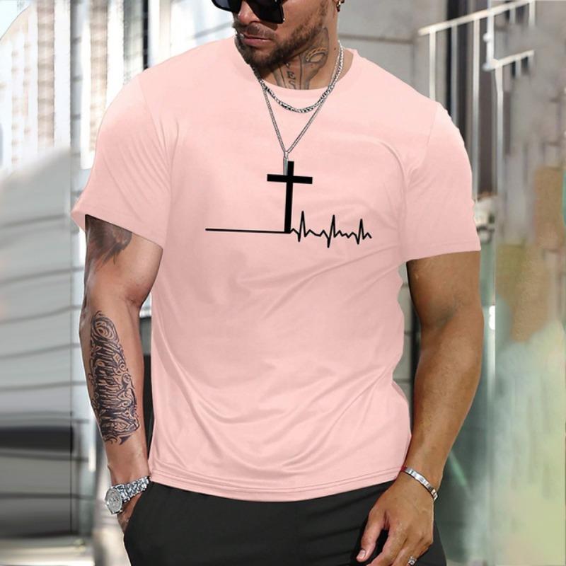 2024 Классическая однотонная футболка с буквенным принтом, мужская одежда, большой размер, О-образный вырез, короткий рукав, дышащая спортивная футболка для фитнеса