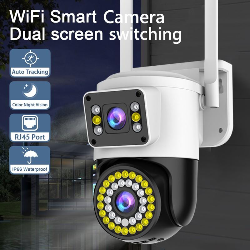 4MP 2K  IP WiFi Security Camera PTZ Dual Lens / Screen CCTV Outdoor Waterproof WiFi Surveillance Cameras Smart Home Security Camera