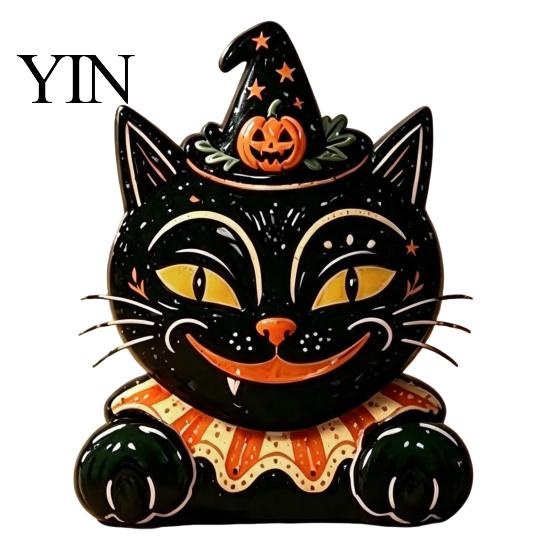 Деревянная кукла-волшебник, Винтажная фигурка на Хэллоуин, Деревенская ведьма, зомби, кошка, сова, лягушка, Настольное украшение, Декор для многоуровневой подставки в стиле кантри