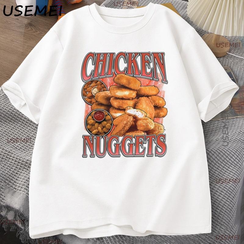 Womens Funny Chicken Nuggets Vintage Meme Graphic Tshirt Hip Hop Gothic Style Comfort Cotton Top