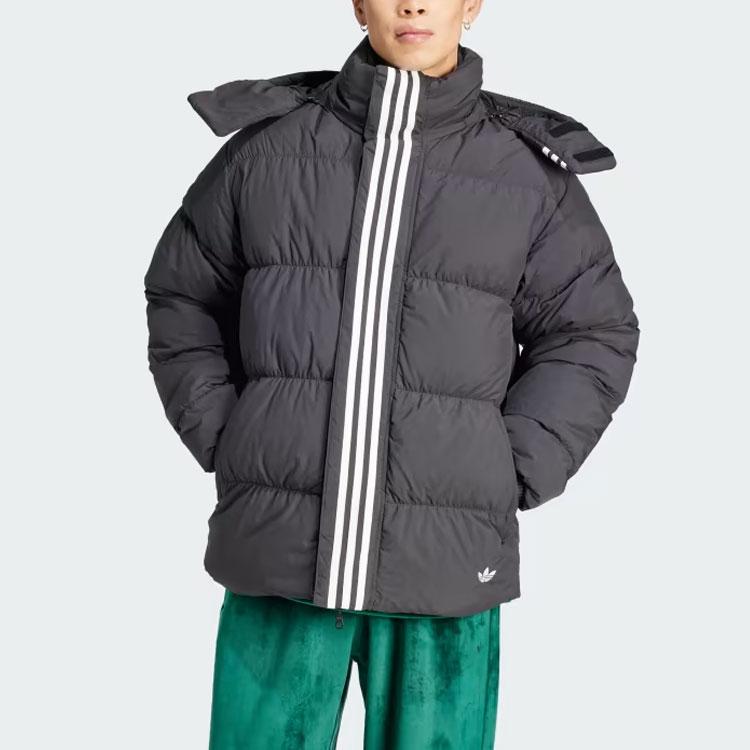 Adidas Оригинальная куртка-пуховик с капюшоном и трилистником Rifta, мужская верхняя одежда, черный, белый цвет HZ0688