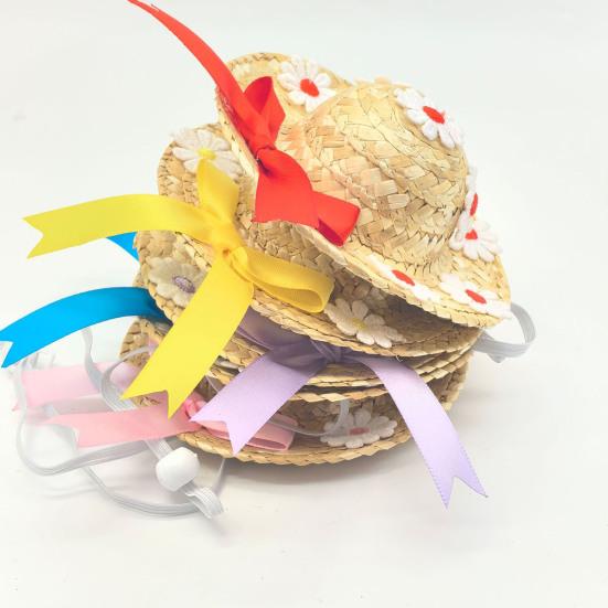 Мини-соломенные шляпы Миниатюрная соломенная шляпа ручной работы Вязаная ковбойская шляпа Кукольный домик Аксессуары для кукол Поделки Крыльцо Гусь