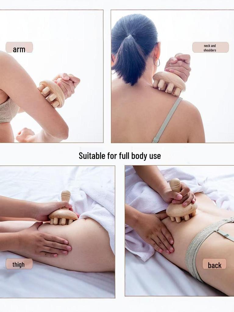 Oak Wooden Meridian Massage Brush - Full Body Muscle Soothing & Activation Tool