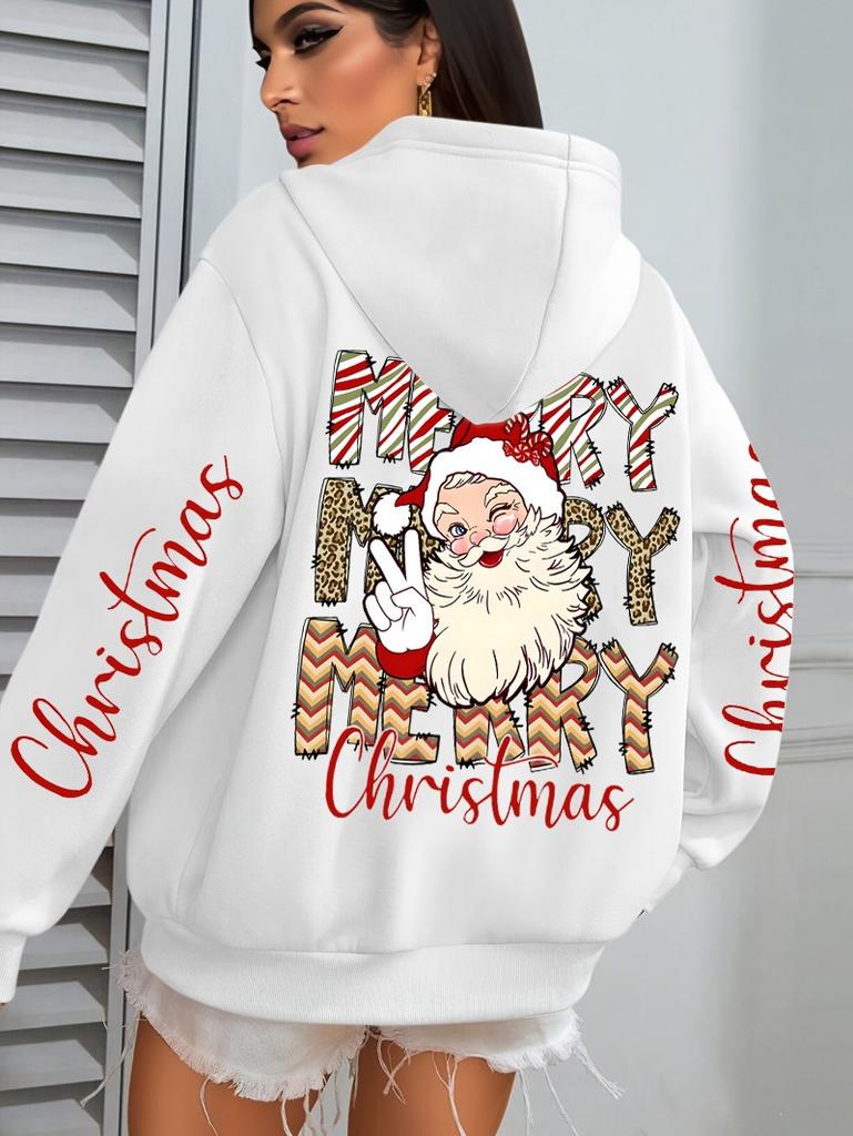 Santa Design Hoodie Women Hip Hop Streetwear Casual Hoodie Autumn Style