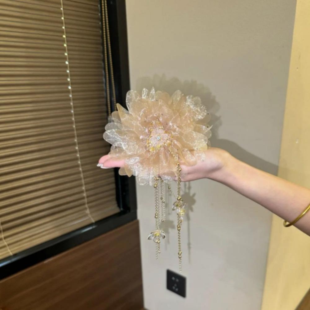 Temperament Peony Flower Grasping Clip Tassel Plastic Shark Clip Sequin Hair Clip Hair Accessories