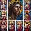 Jesus Christ Stained Glass Posters Canvas Prints Art Mosaic Jesus Religion Portrait Abstract Pop Wall Art Picture for Home Decor