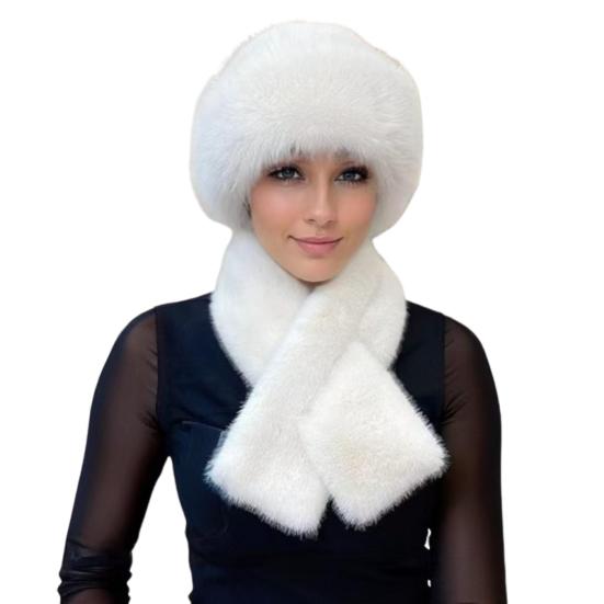 2 Pcs/Set Men Winter Mongolian Hat Neck Warmer Thick Stretchy Solid