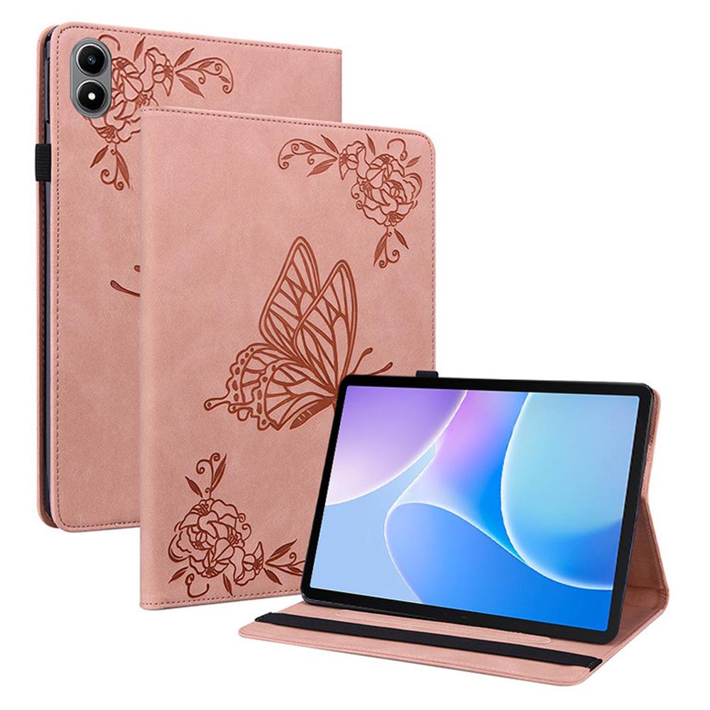 For Infinix Xpad 20 Case Butterfly Flower Imprint PU Leather Tablet Cover with Card Slots