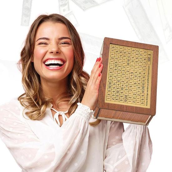 Wood Money Box with Target Number Sticker Marker Pen Large Capacity Piggy Bank Coin Cash Container Kids Adults Money Saving Challenge Case Jar