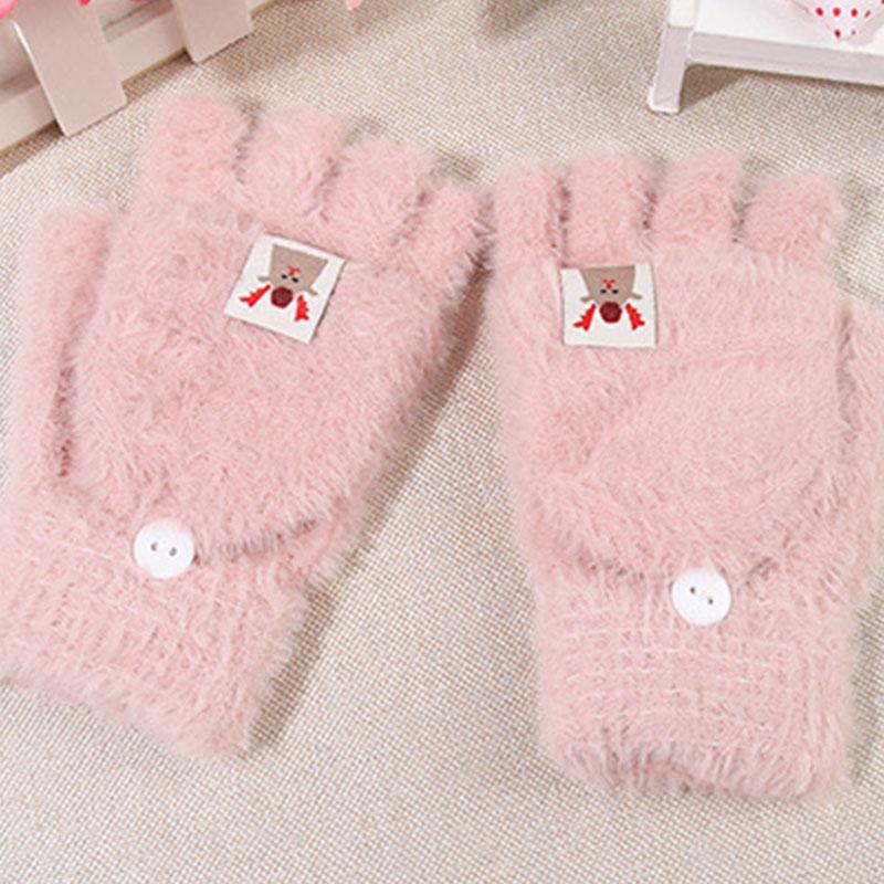 Plush Fingerless Gloves Winter Warm Mittens Soft Warm Half Finger Flip Gloves Outdoor Thick Cold Protection Gloves Write Gloves