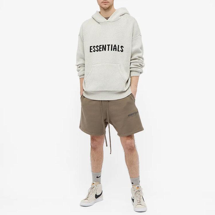 Fear of God Essentials Fall/Winter 2021 Knit Hoodie With Logo Men Tops Light-Heather-Oatmeal FOG-FW21-101
