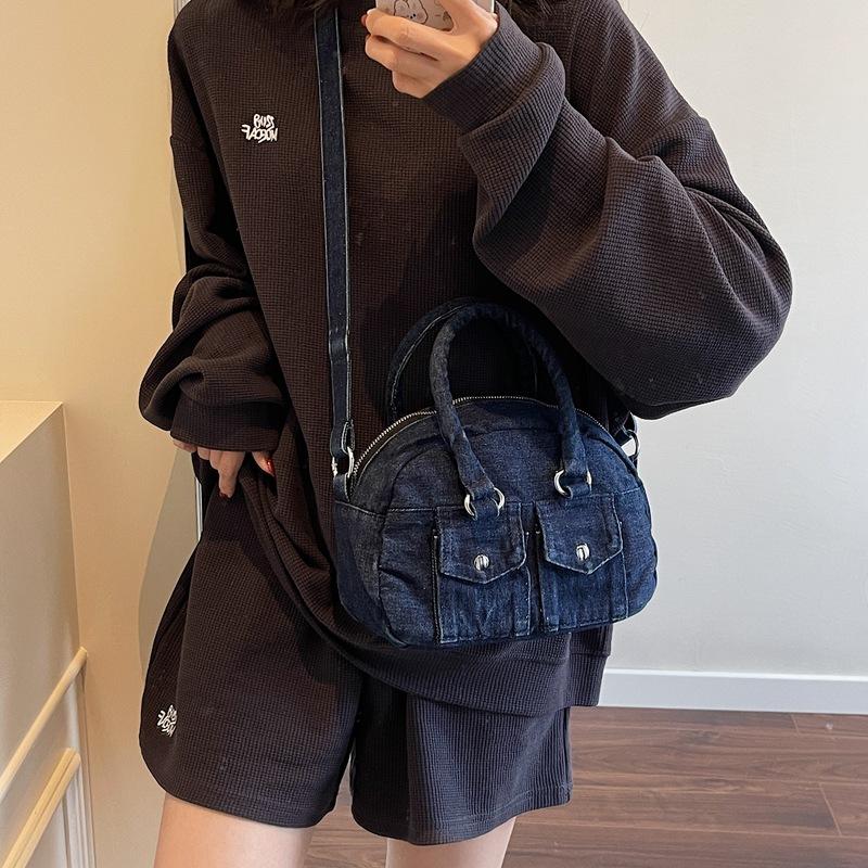 Женская джинсовая сумка через плечо, большая вместимость, маленькая квадратная сумка