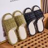 Linen Slippers Women's Home Slippers Couple's Home Four Seasons Guests Leaking Toes Mute Floor Mop
