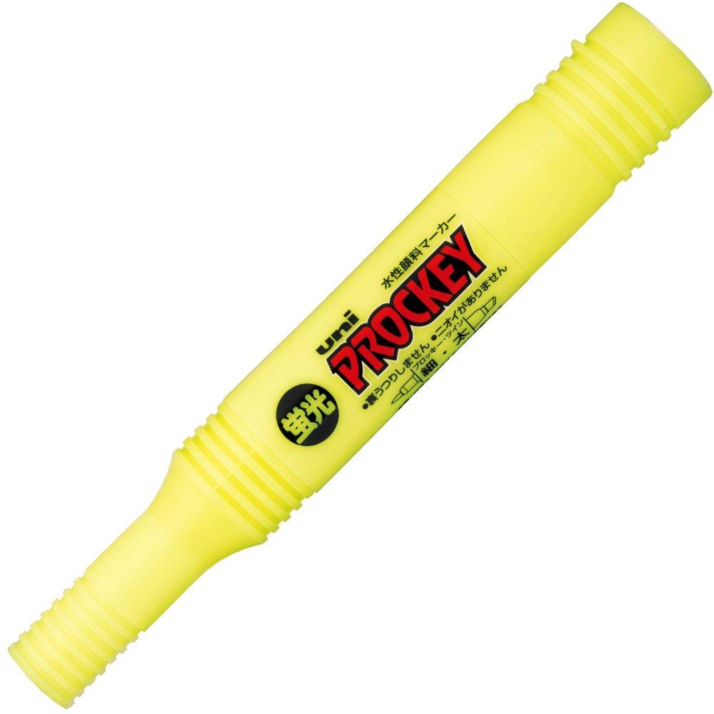 Mitsubishi Pencil Procky Twin Sign Broad Fine Флуоресцентный Набор из 10 Штук Водобазовый Маркер, + Наконечник, Желтый, PM150TRK.2,