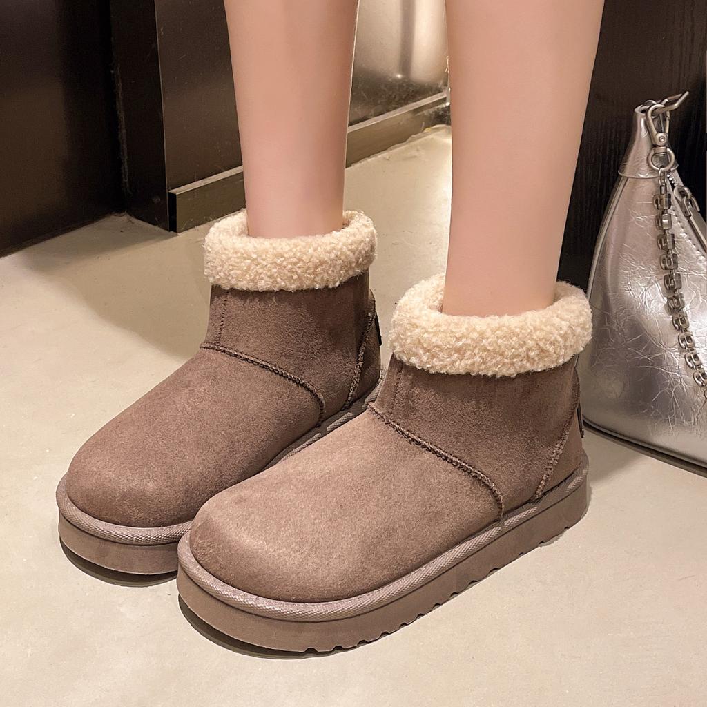 Large Size Ugly Cute Big Head Snow Boots Women's Autumn and Winter New Fluffy Short Boots Thick-soled Piled Thickened Cotton Shoes