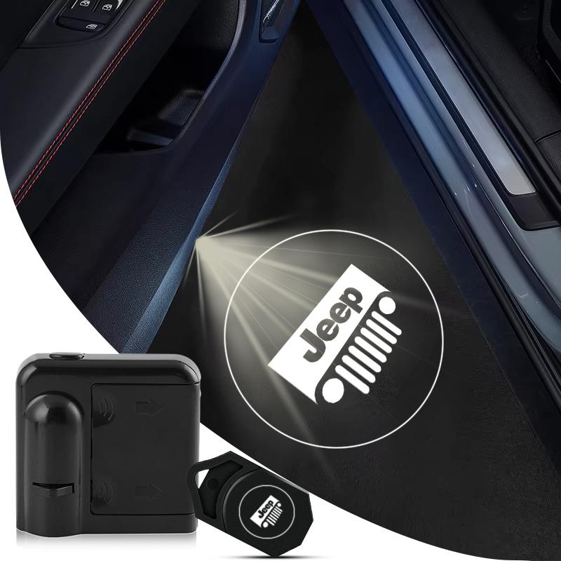 LED Car Door Welcome Lights Laser Projector Wireless Car HD Courtesy Lamp Caps For Jeep Grand Cherokee Commander Renegad MWGHF1