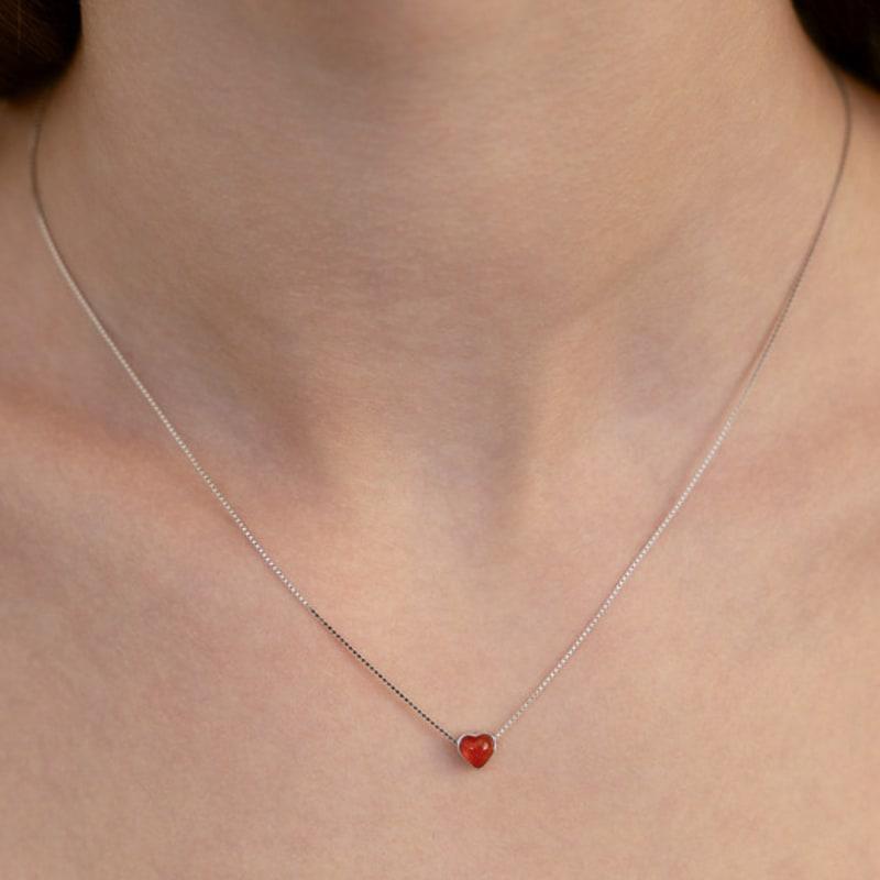 Tatiana (925 Silver) Heart Pendant Necklace NZ2515 Red