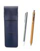 Grained Leather Pencil Case Blue Metal Indicator Stick and Wood Powder Mechanical Pencil SASL-701S-FB116