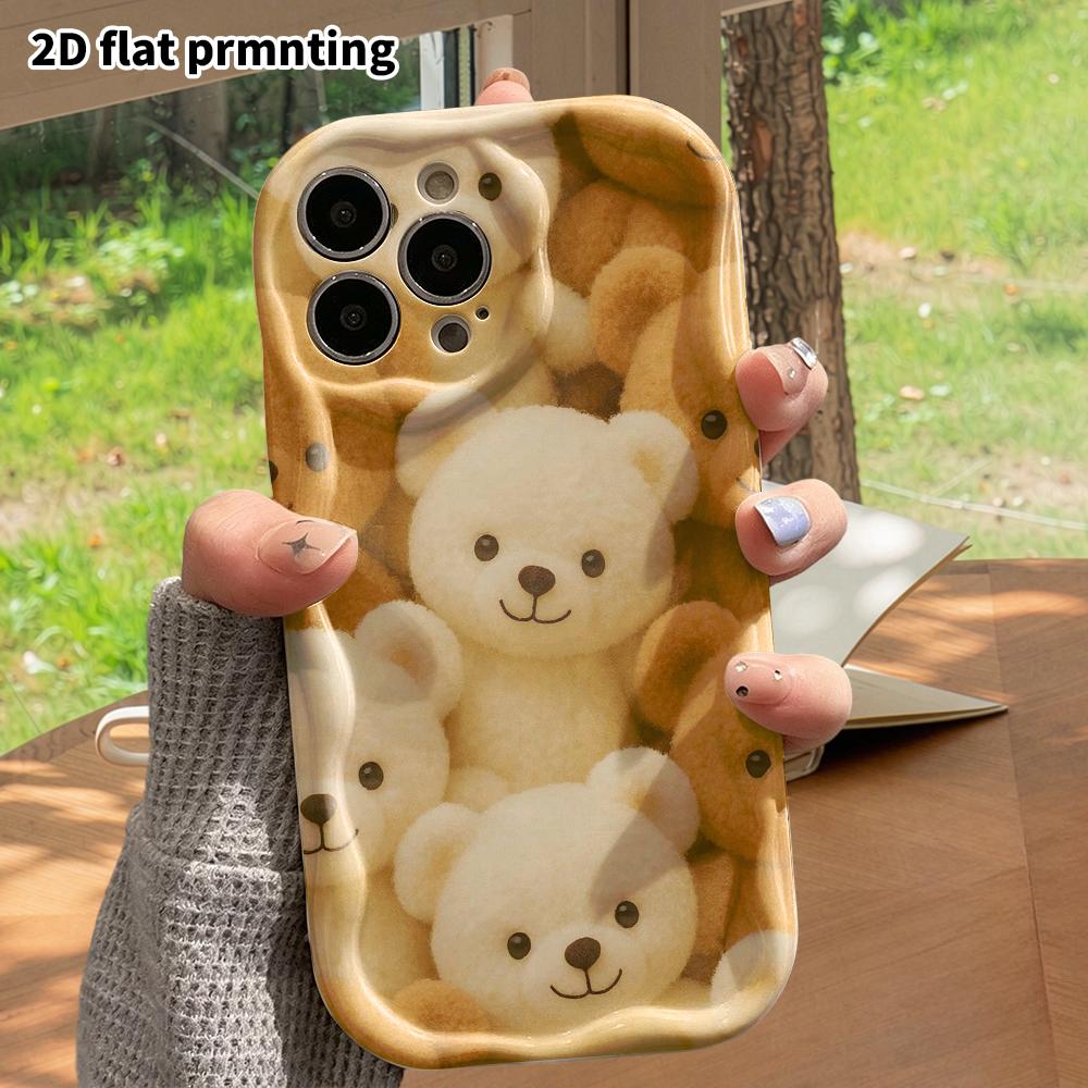 Phone Case: 2D flat, fits iPhone 18 17 16 15 14 13 12Pro, plush little bear, perfect Christmas and Halloween holiday gift