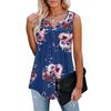 Fashion Womens Summer V-neck Sleeveless Prints Tops Ruffle Loose Tunic Blouse