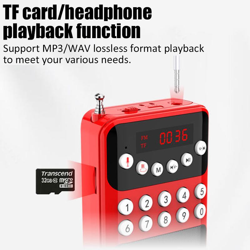 Портативный мини-радио FM-приемник, беспроводной Bluetooth-динамик, TF MP3-плеер с разъемом 3,5 мм, поддержка записи 18650, перезаряжаемый