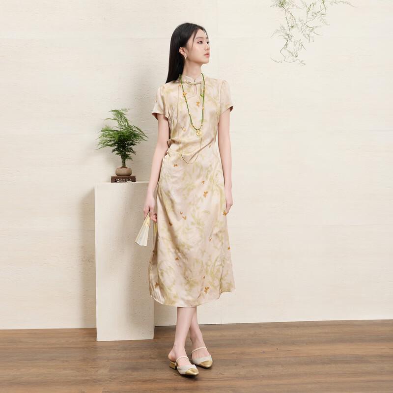 Sancai New Chinese Style Floral Print Qipao Dress