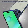 Protective Case - Silicone - for iPhone 14 Pro Max - Shockproof - Navy Blue - 2 Tempered Glass
