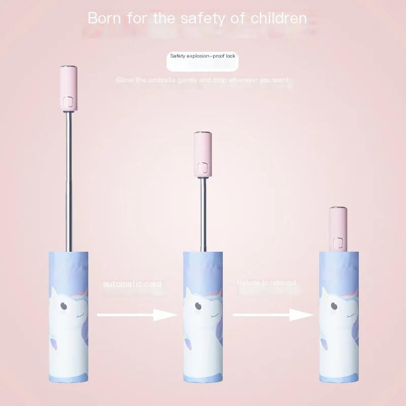 Fully Automatic Umbrella Creative Children's Cartoon Digital 8 Bone Three Fold Special Sun Umbrella